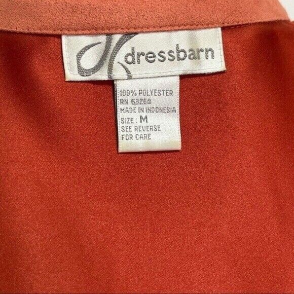 Women Faux Suede Shirt Size Medium Orange Button Up Dressbarn - Picture 11 of 12